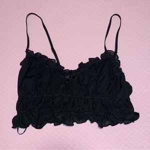 black garage ruffled crop top